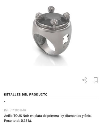 TOUS anillo Noir diamantes onix plata