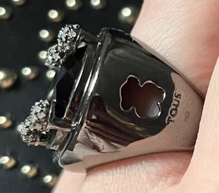 TOUS anillo Noir diamantes onix plata