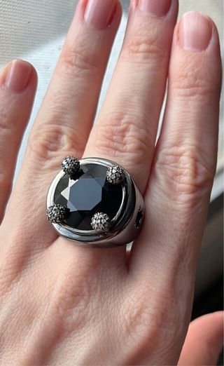 TOUS anillo Noir diamantes onix plata