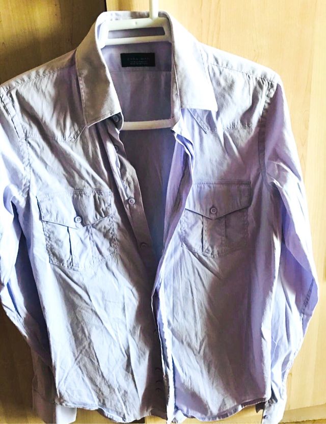 Camisa de manga larga violeta clarito T-M