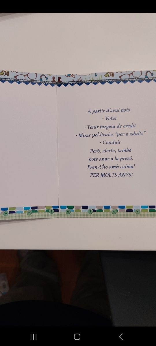 Tarja felicitació 18 anys