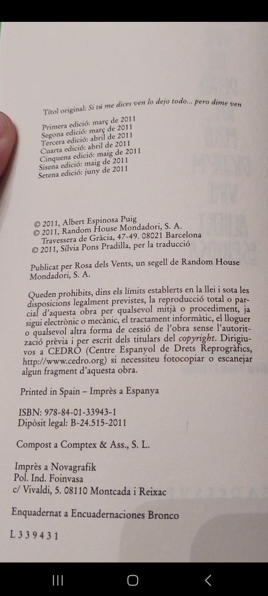 Si tu em dius vine ho deixo tot..però digue'm vine