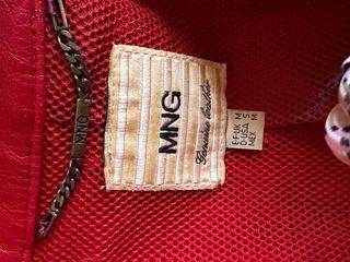 chaqueta piel roja cuero mango