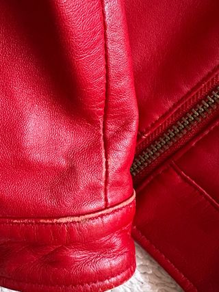 chaqueta piel roja cuero mango