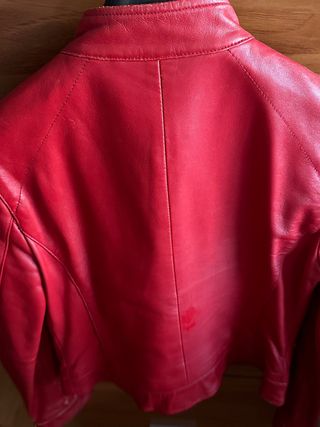 chaqueta piel roja cuero mango