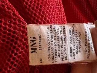 chaqueta piel roja cuero mango