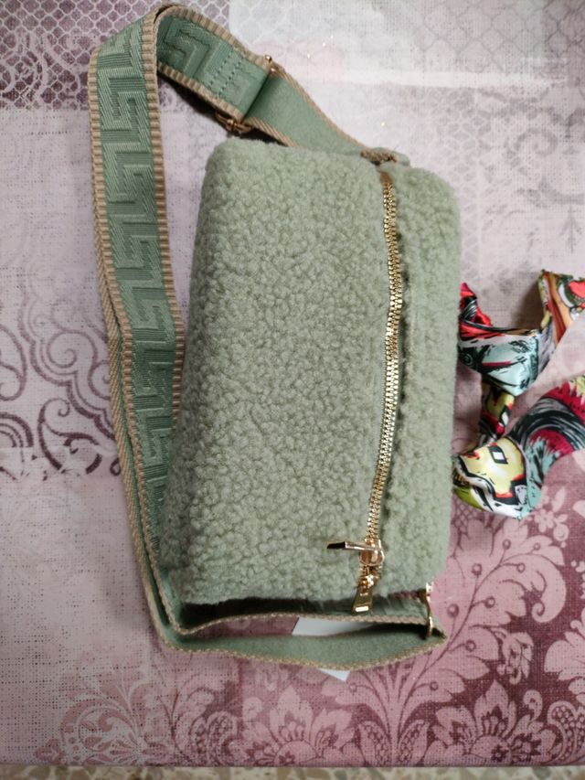 Borsa moda donna verde peluche 