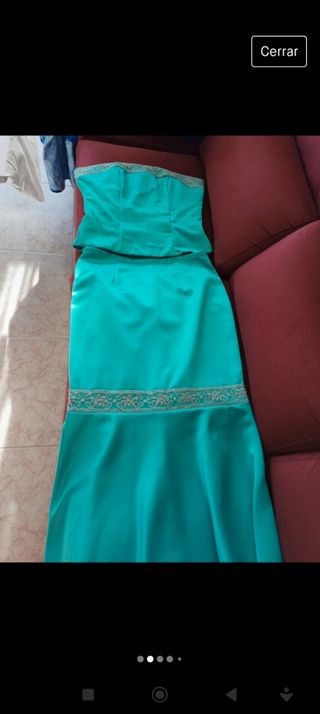 Traje de fiesta color turquesa