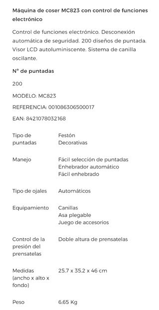 Máquina coser Jata Supra 823