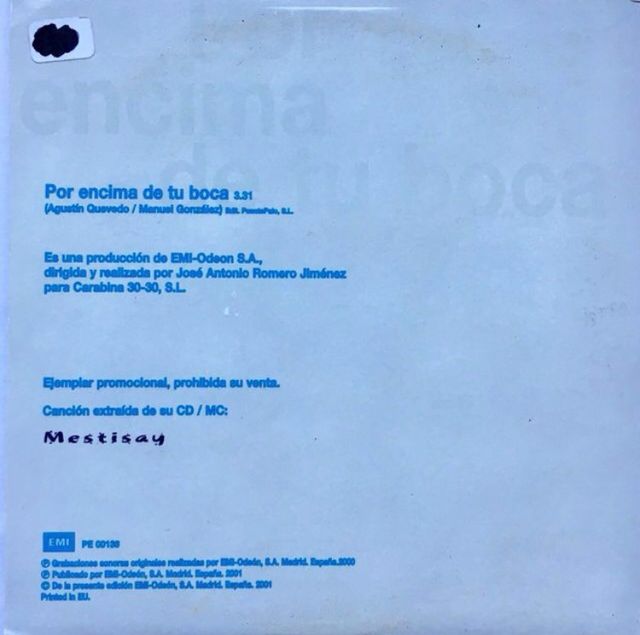 CD Single Mestisay Por encima de tu boca