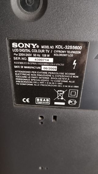 TV. SONY BRAVIA KDL-32S5600 BUEN ESTADO