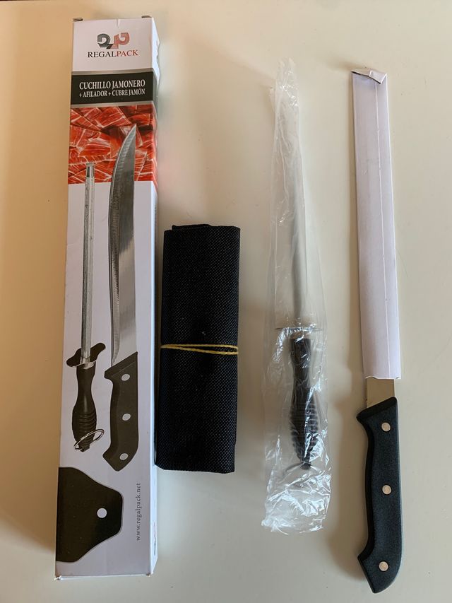 Coltello da prosciutto +affilatore+coperchio per prosciutto