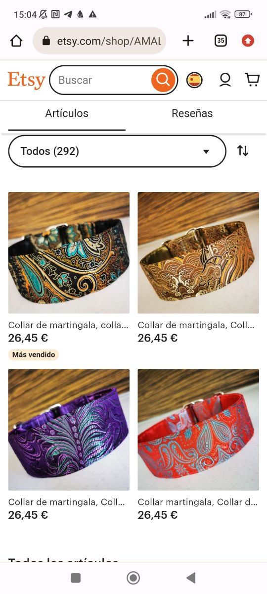 2 collane con levriero, 28-36 cm, taglia M