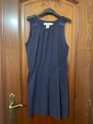 Vestido H&M azul topos (Talla 146-152)