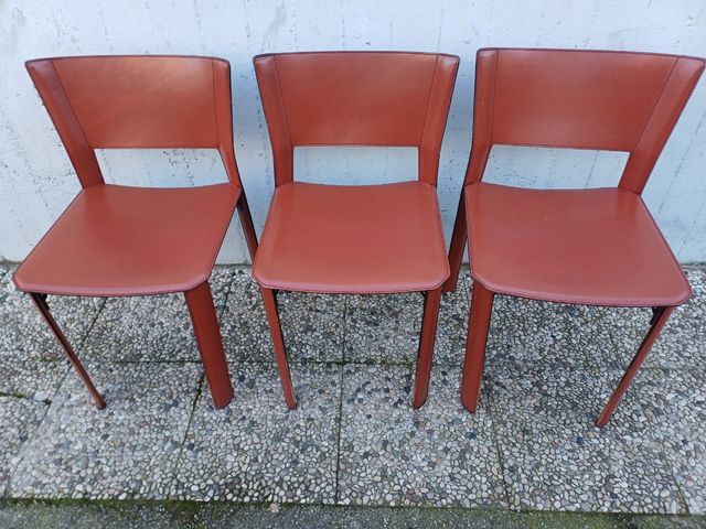 😵‍💫🤠3 SEDIE DESIGN  IN CUOIO💀🙈