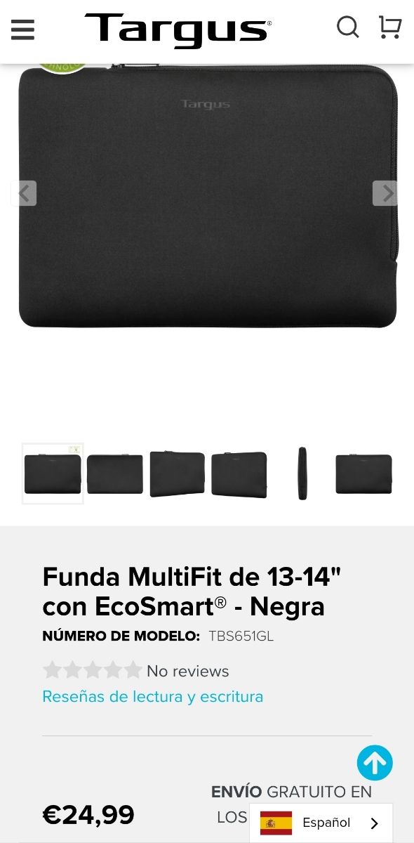 Funda Portátil -NUEVA- Targus 13-14" Negra