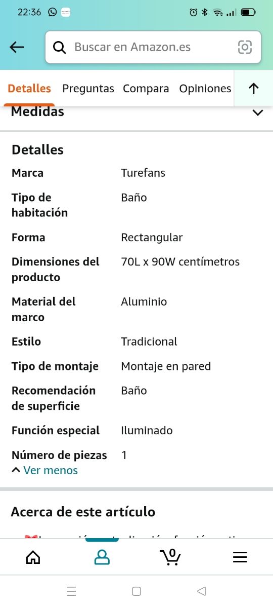 Espejo luz LED