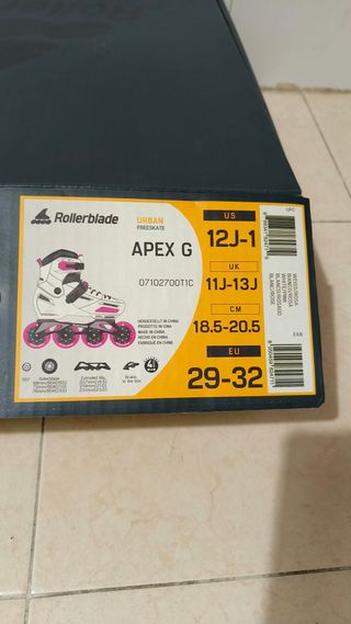 Patines línea Rollerblade Apex G Talla 29 - 32