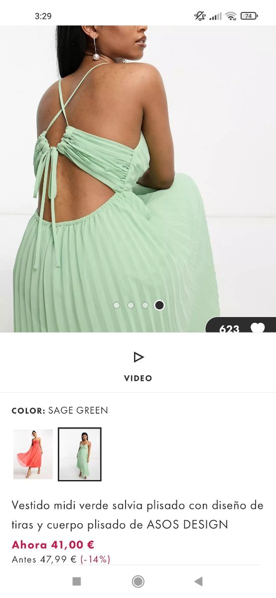 Vestido midi verde salvia