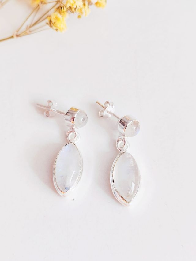 Pendientes plata piedra luna