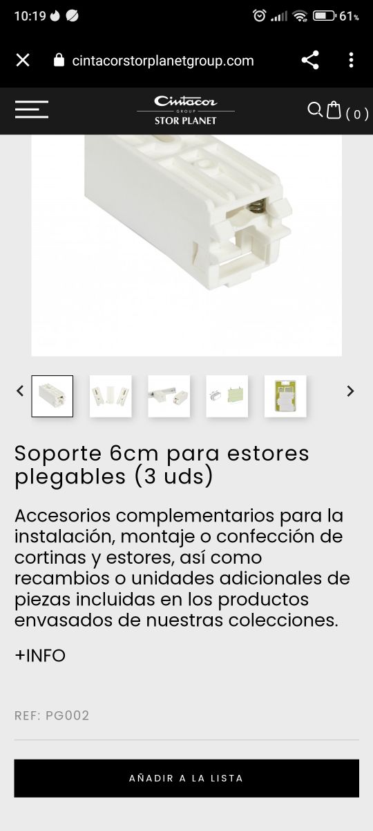 Soporte para estores 6cm