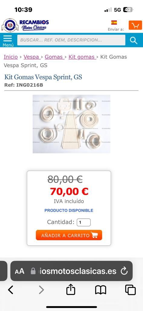 Gomas nuevas sprint y 160.