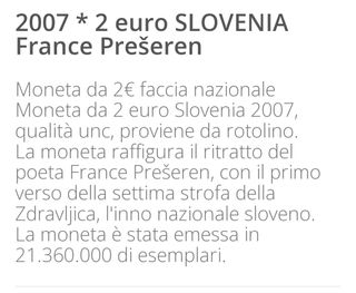 Le 2 EURO France Preseren SLOVENIA 2007