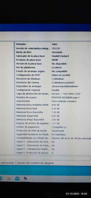 Ordenador de sobremesa HP