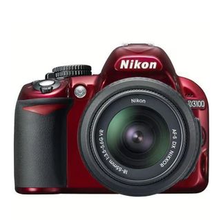 Camara NIKON D3100 rojo lente Nikkor 18-55mm VR