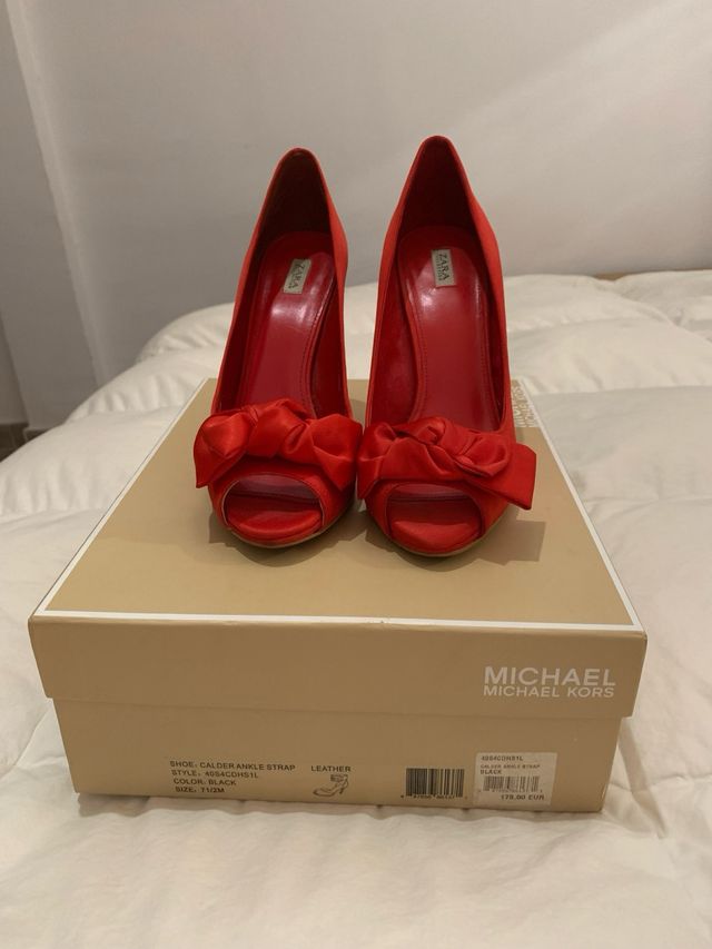 Zapatos rojos raso fiesta zara T38