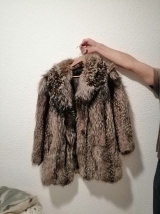 Chaquetón piel de zorro plateado
