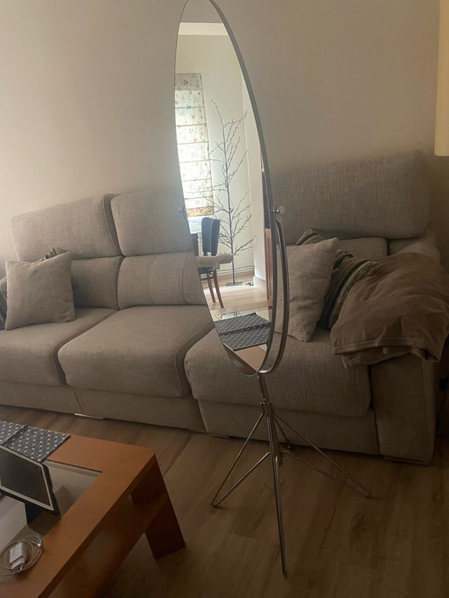 espejo de pie plegable plateado