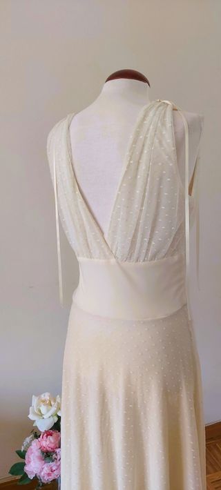 Vestido Tul Plumeti blanco roto talla M/L