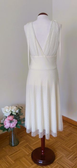 Vestido Tul Plumeti blanco roto talla M/L