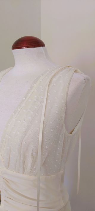 Vestido Tul Plumeti blanco roto talla M/L