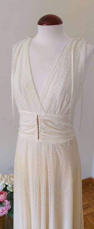 Vestido Tul Plumeti blanco roto talla M/L