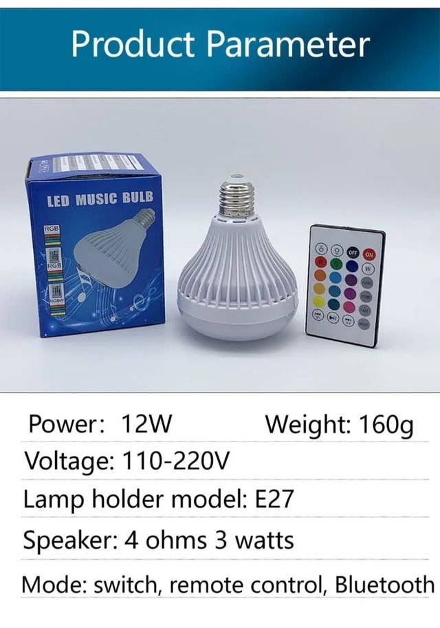 ✅️altavoz bombilla led colores mando✅️