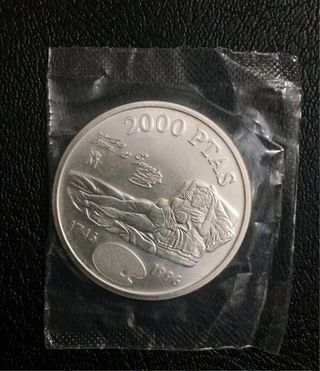 Moneda de plata de 2000 pesetas de 1996. Nueva