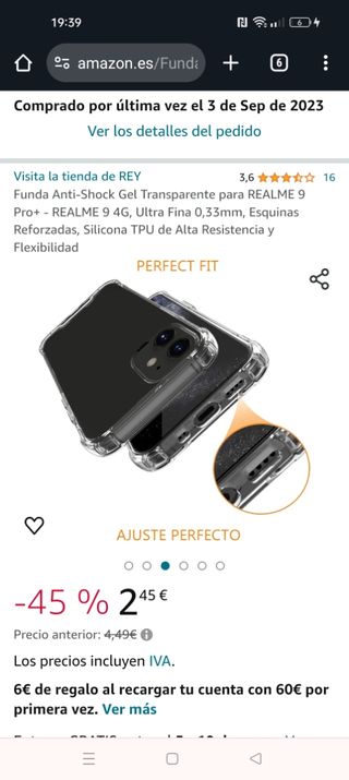 Funda silicona transparente Realme 9 4G