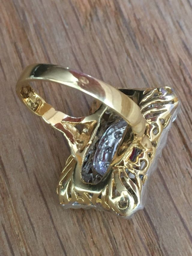 anillo rubi diamante oro