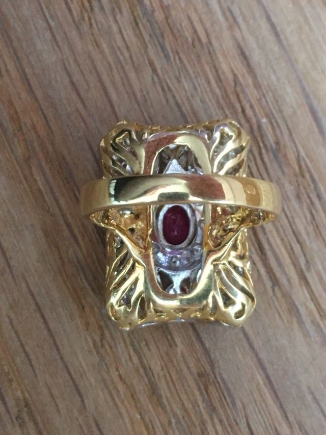 anillo rubi diamante oro