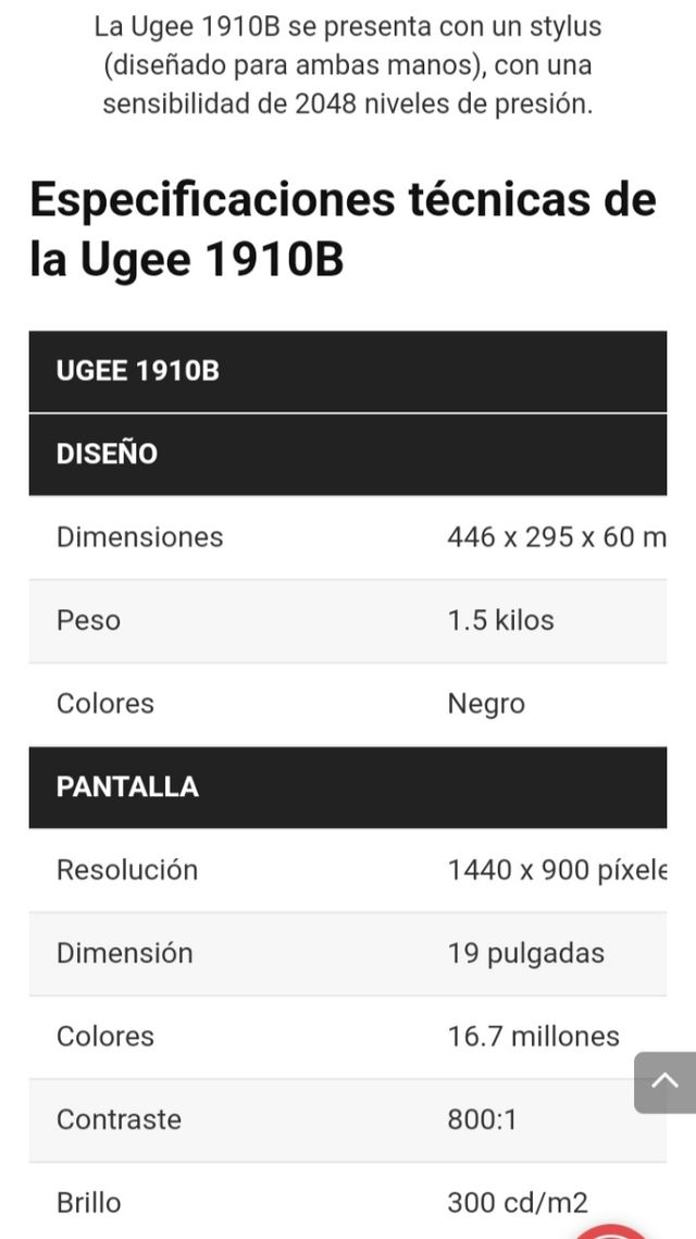 Monitor -pantalla gráfica Ugee 1910B