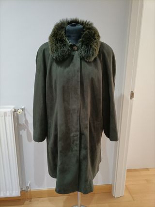 Abrigo de paño verde Mujer Corte Ingles