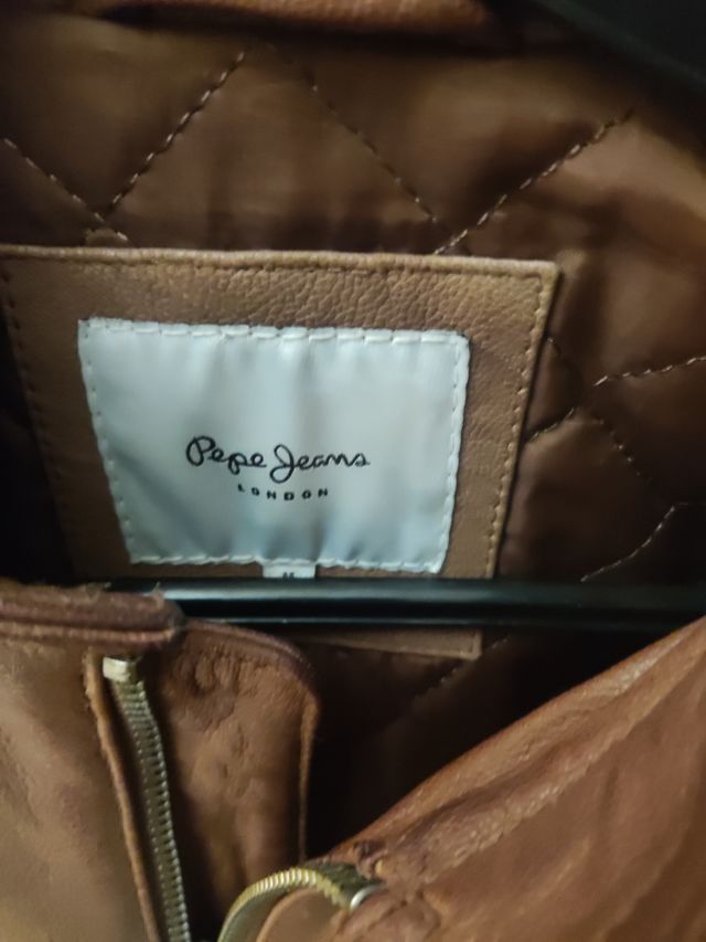 Cazadora marron cuero pepe jeans talla M
