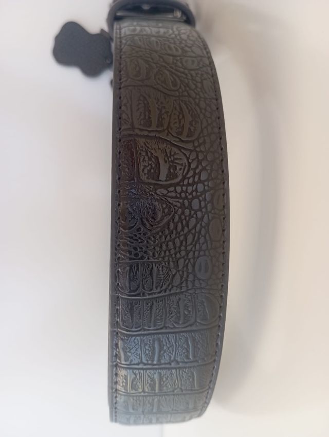Cinturón negro hebilla cocodrilo