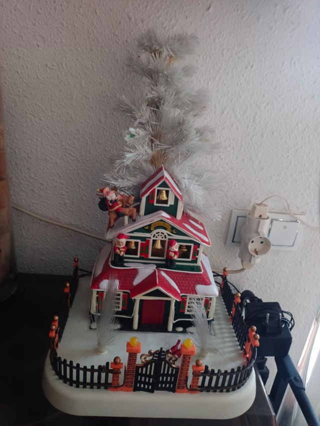 Casa papa noel santa claus con luz sonido navidad