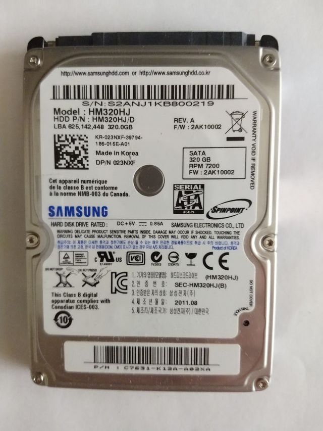 DISCO DURO SAMSUNG 320GB 2.5´´ 7200rpm