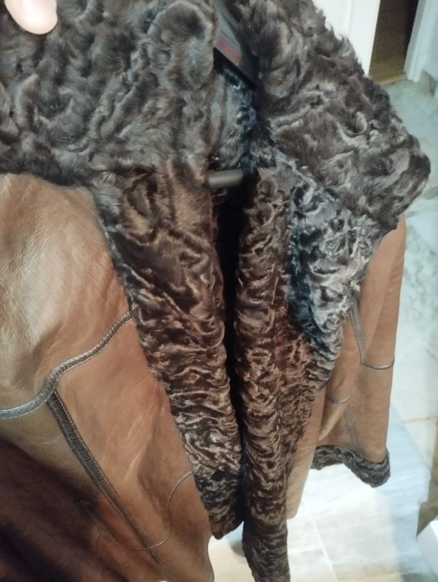 Abrigo Astracán y cuero