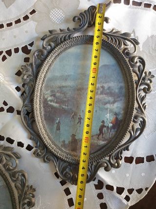 Coppia cornici ottone metallo vintage 