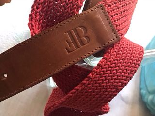 cintura donna bicolore cuoio e rosso